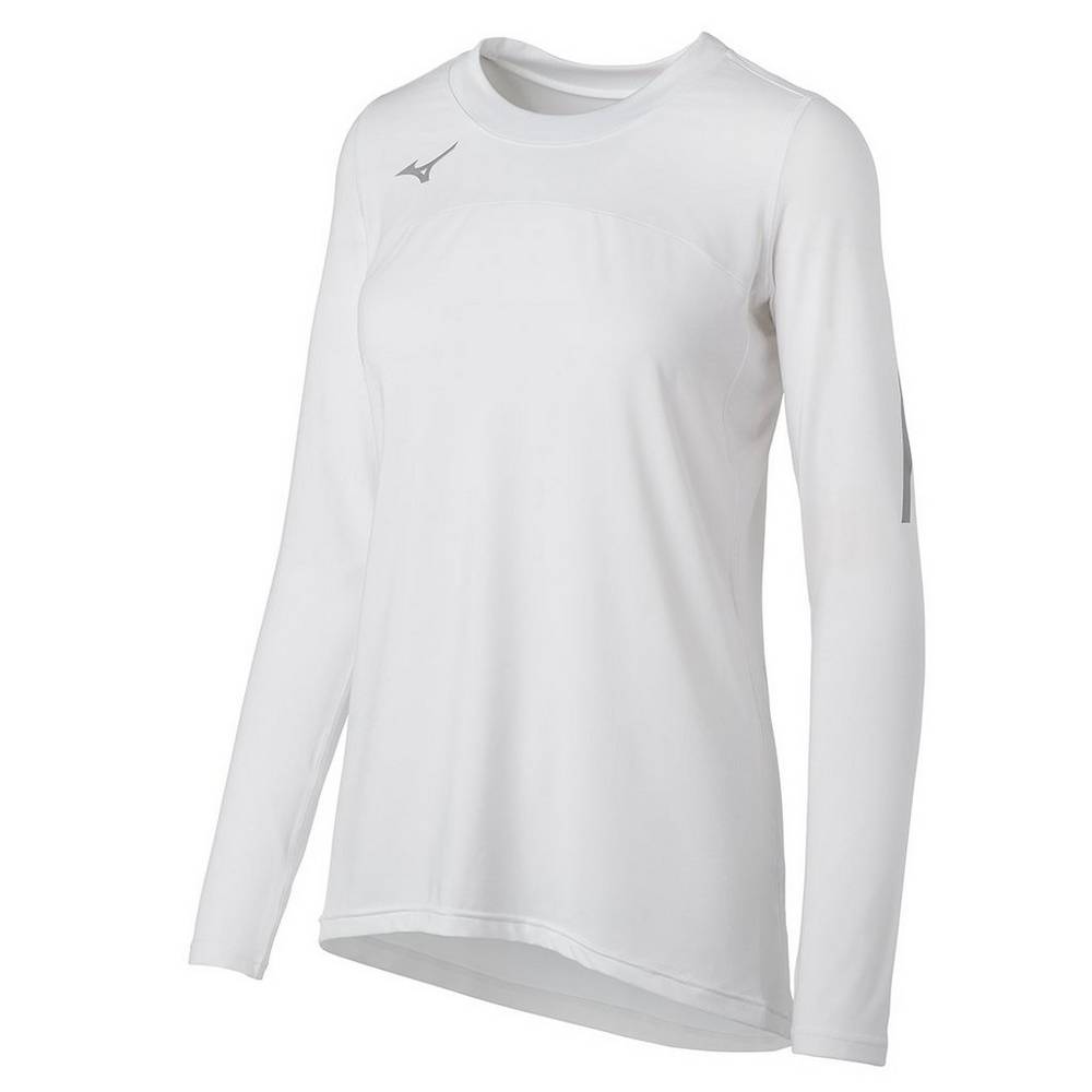 Womens Mizuno Techno VII Long Sleeve Volleyball Jersey White Philippines (OZAJYR709)